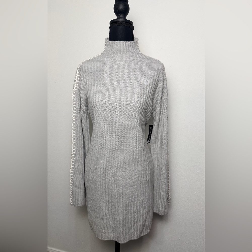 Derek heart Gray Ribbed Knit Sweater dress size S